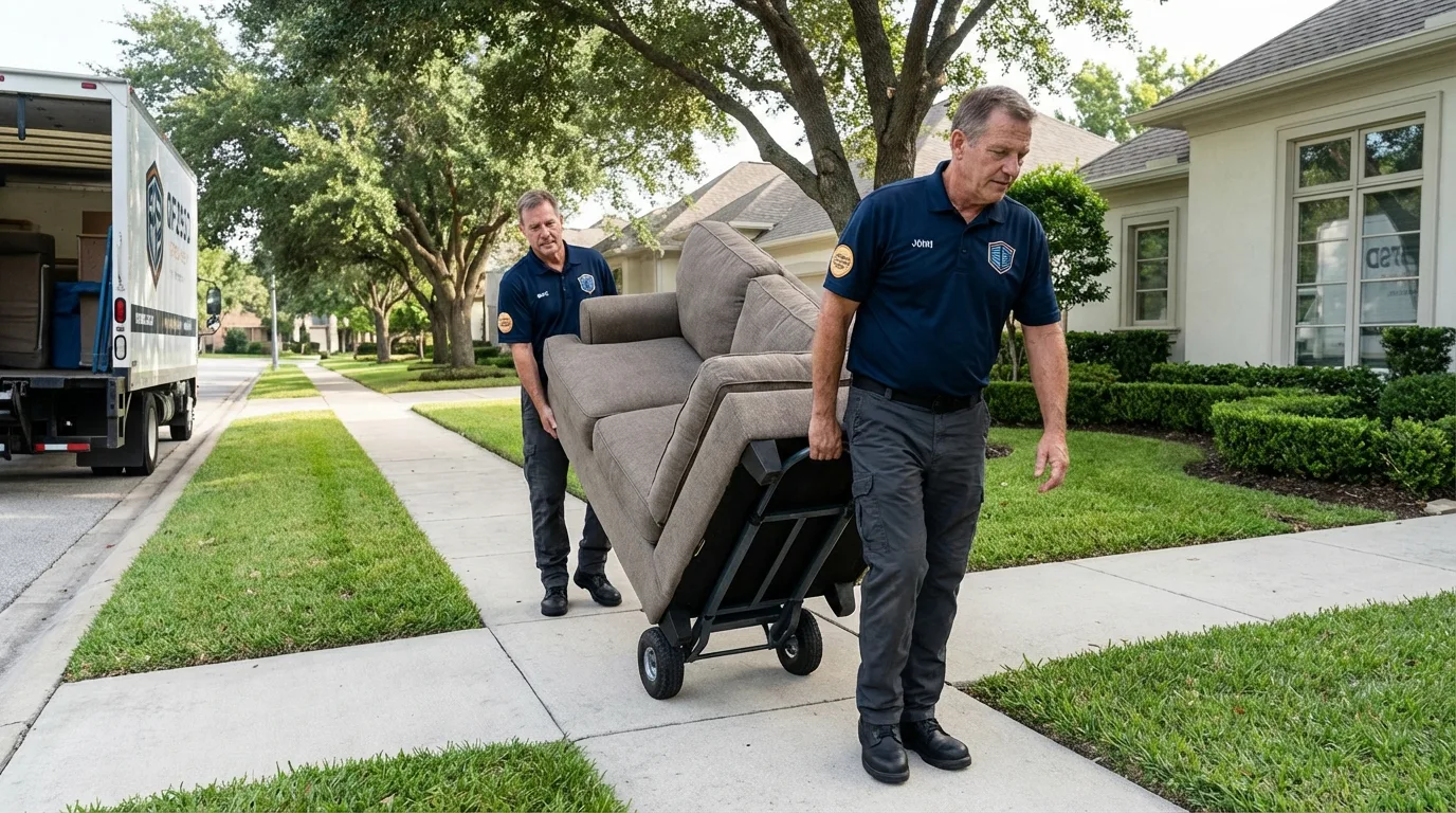 Local residential moving crew loading furniture in Essex, MA