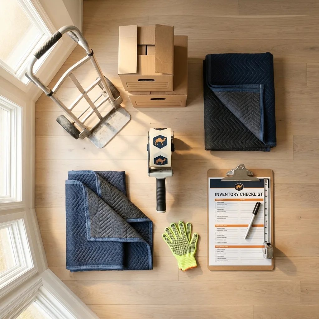 Professional moving supplies and packing materials layout for Essex residential relocations
